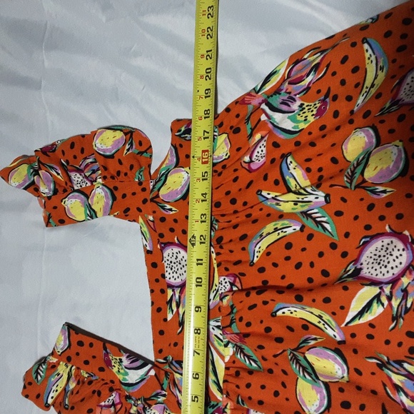 KOURT Vibrant Orange Fruit Print Mini Dress Size - Picture 11 of 12